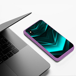 Чехол iPhone XS Max матовый NEON GEOMETRY STRIPES, цвет: 3D-фиолетовый — фото 2