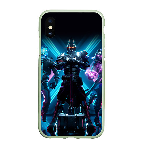 Чехол iPhone XS Max матовый FORTNITE / 3D-Салатовый – фото 1