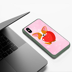 Чехол iPhone XS Max матовый Милый корги, цвет: 3D-темно-зеленый — фото 2