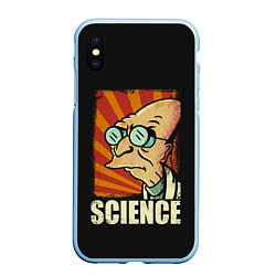 Чехол iPhone XS Max матовый Futurama Science, цвет: 3D-голубой