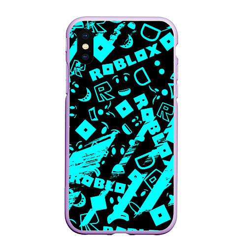 Чехол iPhone XS Max матовый Roblox / 3D-Сиреневый – фото 1