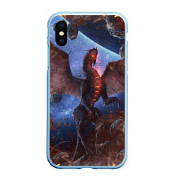 Чехол iPhone XS Max матовый SPACE FIRE DRAGO, цвет: 3D-голубой