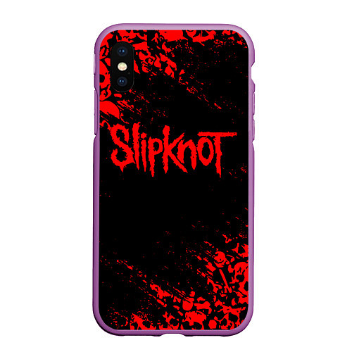 Чехол iPhone XS Max матовый SLIPKNOT / 3D-Фиолетовый – фото 1
