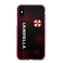 Чехол iPhone XS Max матовый UMBRELLA CORP, цвет: 3D-малиновый