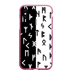 Чехол iPhone XS Max матовый РУНЫ, цвет: 3D-малиновый