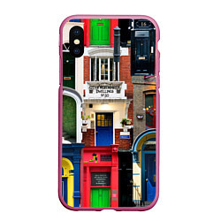 Чехол iPhone XS Max матовый London doors цифровой коллаж