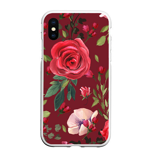 Чехол iPhone XS Max матовый Rose / 3D-Белый – фото 1