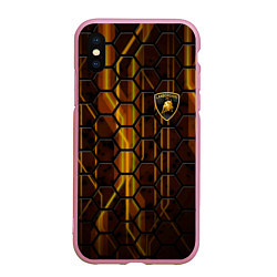 Чехол iPhone XS Max матовый Lamborghini, цвет: 3D-розовый