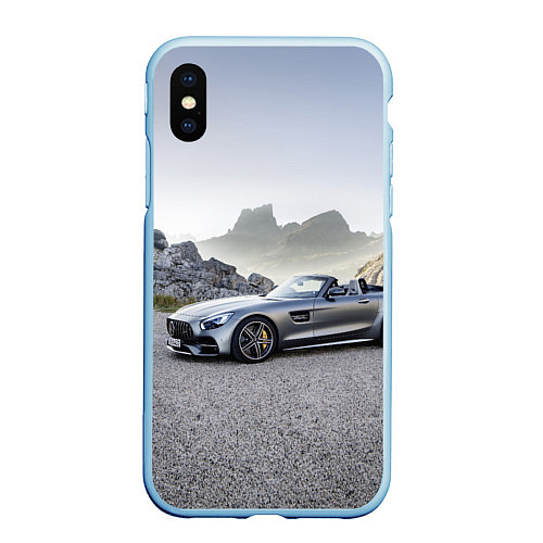 Чехол iPhone XS Max матовый Mercedes V8 Biturbo / 3D-Голубой – фото 1