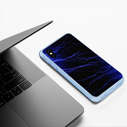 Чехол iPhone XS Max матовый МОЛНИИ, цвет: 3D-голубой — фото 2