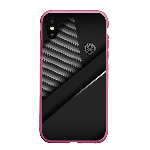 Чехол iPhone XS Max матовый FC Borussia / 3D-Малиновый – фото 1