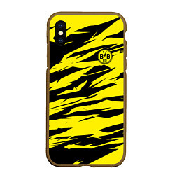 Чехол iPhone XS Max матовый FC Borussia, цвет: 3D-коричневый