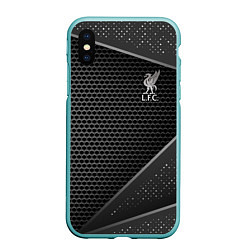 Чехол iPhone XS Max матовый Liverpool FC, цвет: 3D-мятный