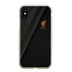 Чехол iPhone XS Max матовый Liverpool FC, цвет: 3D-салатовый