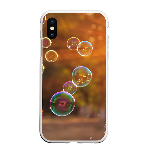 Чехол iPhone XS Max матовый Мыльные пузыри / 3D-Белый – фото 1