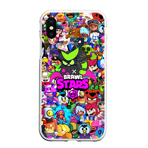 Чехол iPhone XS Max матовый BRAWL STARS:8 BIT VIRUS / 3D-Белый – фото 1