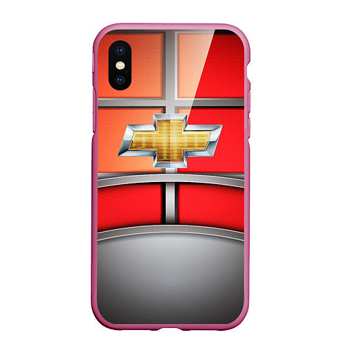 Чехол iPhone XS Max матовый CHEVROLET / 3D-Малиновый – фото 1