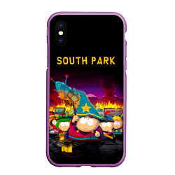 Чехол iPhone XS Max матовый Южный Парк, цвет: 3D-фиолетовый