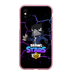 Чехол iPhone XS Max матовый BRAWL STARS CROW, цвет: 3D-розовый