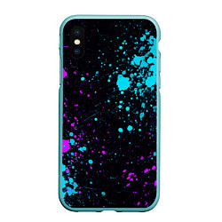 Чехол iPhone XS Max матовый БРЫЗГИ КРАСКИ NEON