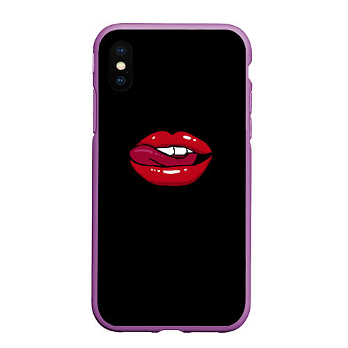 Чехол iPhone XS Max матовый Губы / 3D-Фиолетовый – фото 1