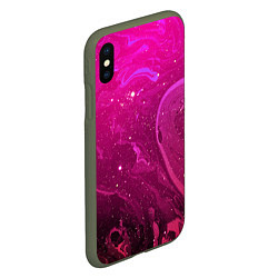 Чехол iPhone XS Max матовый РОЗОВЫЙ КОСМОС, цвет: 3D-темно-зеленый — фото 2