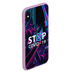 Чехол iPhone XS Max матовый Стоп covid-19, цвет: 3D-сиреневый — фото 2