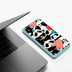 Чехол iPhone XS Max матовый Панды, цвет: 3D-мятный — фото 2