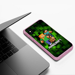 Чехол iPhone XS Max матовый Minecraft Майнкрафт, цвет: 3D-розовый — фото 2