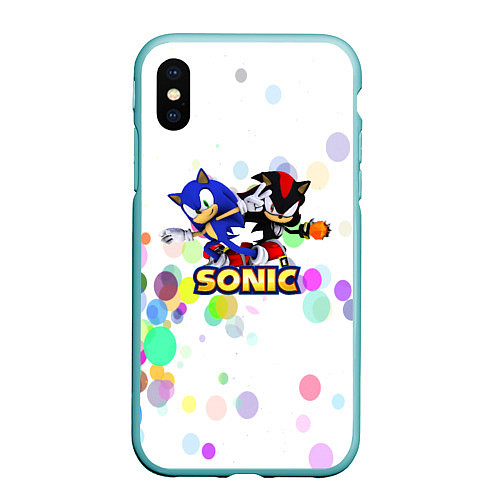 Чехол iPhone XS Max матовый SONIC / 3D-Мятный – фото 1