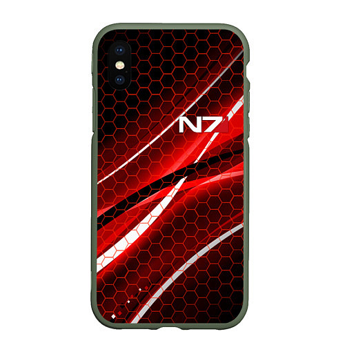 Чехол iPhone XS Max матовый MASS EFFECT N7 / 3D-Темно-зеленый – фото 1