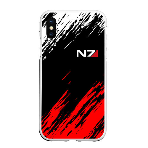 Чехол iPhone XS Max матовый MASS EFFECT N7 / 3D-Белый – фото 1