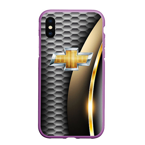 Чехол iPhone XS Max матовый CHEVROLET / 3D-Фиолетовый – фото 1