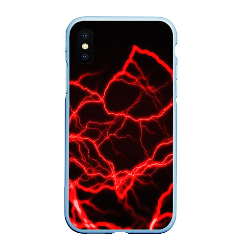 Чехол iPhone XS Max матовый МОЛНИИ / 3D-Голубой – фото 1