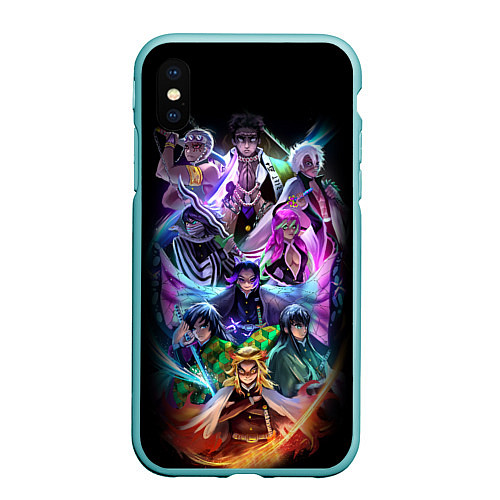 Чехол iPhone XS Max матовый KIMETSU NO YAIBA / 3D-Мятный – фото 1