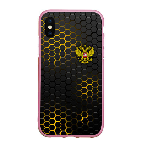 Чехол iPhone XS Max матовый РОССИЯ / 3D-Розовый – фото 1