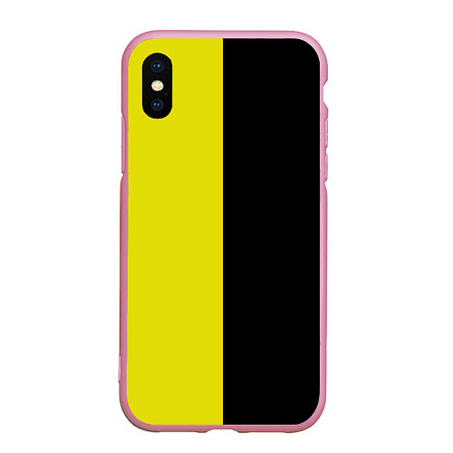 Чехол iPhone XS Max матовый BLACK YELLOW / 3D-Розовый – фото 1