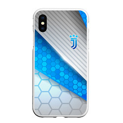 Чехол iPhone XS Max матовый Juventus F C, цвет: 3D-белый