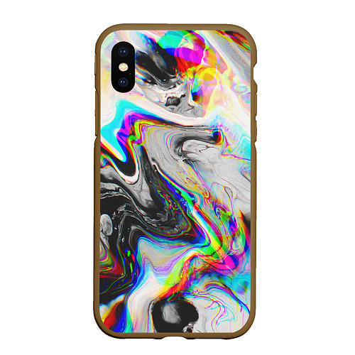 Чехол iPhone XS Max матовый DIGITAL ABSTRACT GLITCH / 3D-Коричневый – фото 1