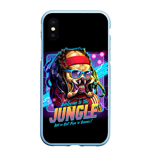 Чехол iPhone XS Max матовый PREDATOR / 3D-Голубой – фото 1