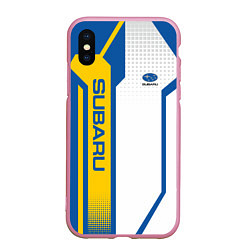 Чехол iPhone XS Max матовый Subaru Driver team, цвет: 3D-розовый