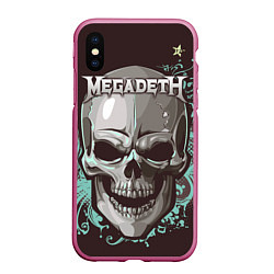 Чехол iPhone XS Max матовый Megadeth, цвет: 3D-малиновый