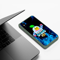 Чехол iPhone XS Max матовый BRAWL STARS SPROUT, цвет: 3D-темно-зеленый — фото 2