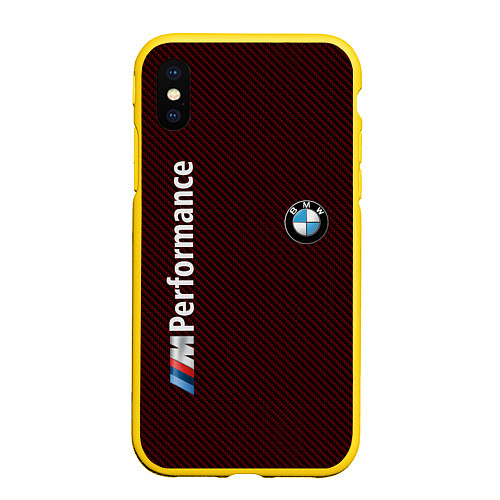 Чехол iPhone XS Max матовый BMW CARBON / 3D-Желтый – фото 1