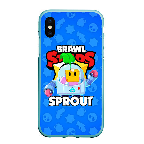 Чехол iPhone XS Max матовый BRAWL STARS SPROUT / 3D-Мятный – фото 1