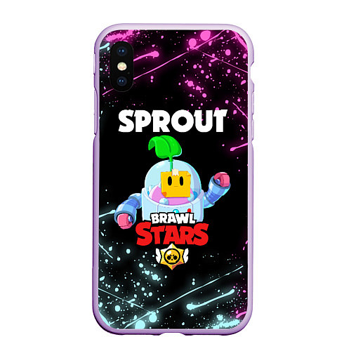 Чехол iPhone XS Max матовый BRAWL STARS SPROUT / 3D-Сиреневый – фото 1