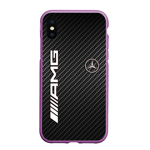 Чехол iPhone XS Max матовый MERCEDES CARBON / 3D-Фиолетовый – фото 1