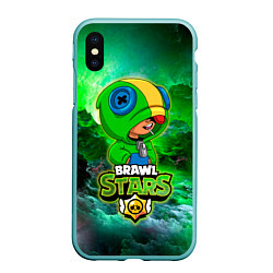 Чехол iPhone XS Max матовый Space Leon Brawl Stars, цвет: 3D-мятный