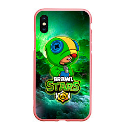 Чехол iPhone XS Max матовый Space Leon Brawl Stars