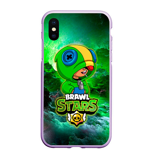 Чехол iPhone XS Max матовый Space Leon Brawl Stars / 3D-Сиреневый – фото 1